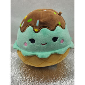 Squishmallow Maya Mint Ice Cream Cone Chocolate Top 4" Plush Food Squad